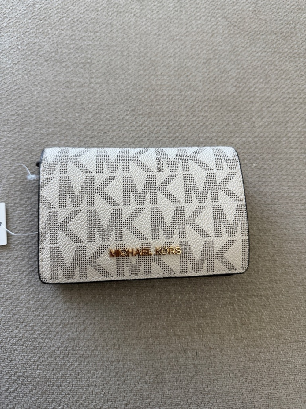 Michael Kors Beige Logo Wallet with Gold Hardware